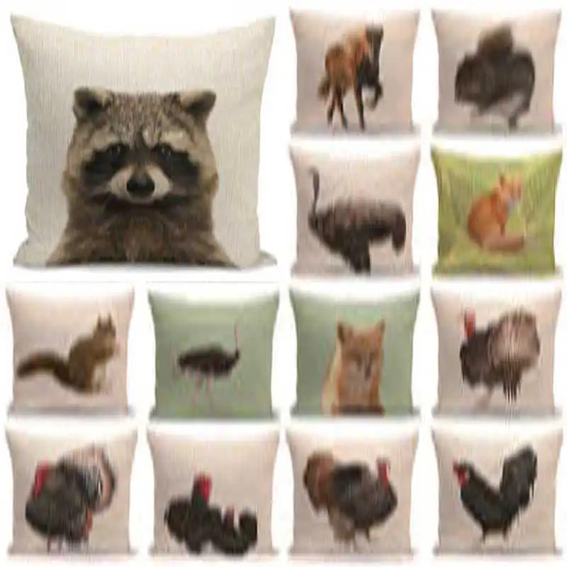 

18" inch Decorative Animal Home Decor Art Pillow Cushion Cover Case Cotton Linen Throw