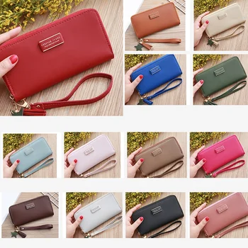 

Solid Color Long Ladies Wallet Wallet Clip Tassel Ladies Wallet Zipper Coin Mobile Phone Purse