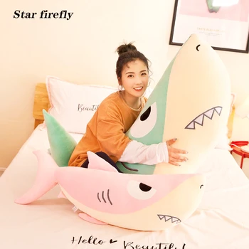 

peluche 100cm soft shark plush toy 2019 new Super fierce Stuffed plush shark soft cute toys present for girlfriend