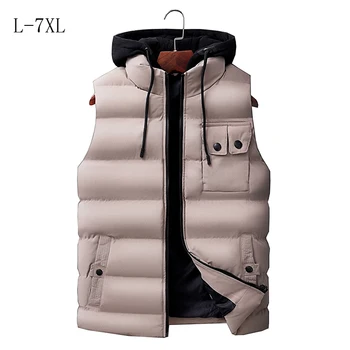 

2019 New mens winter sleeveless jacket and coats men's sleeveless Warm down vest homme winter casual coats M- 7XL Thick vest