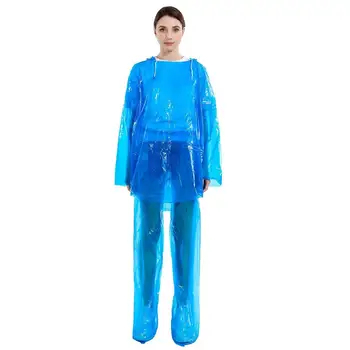 

5 Sets Disposable Unisex Waterproof Hooded Blouse Elastic Pants Outdoor Hiking Raincoat Poncho Hot Sale Prevent Rainin Droplets