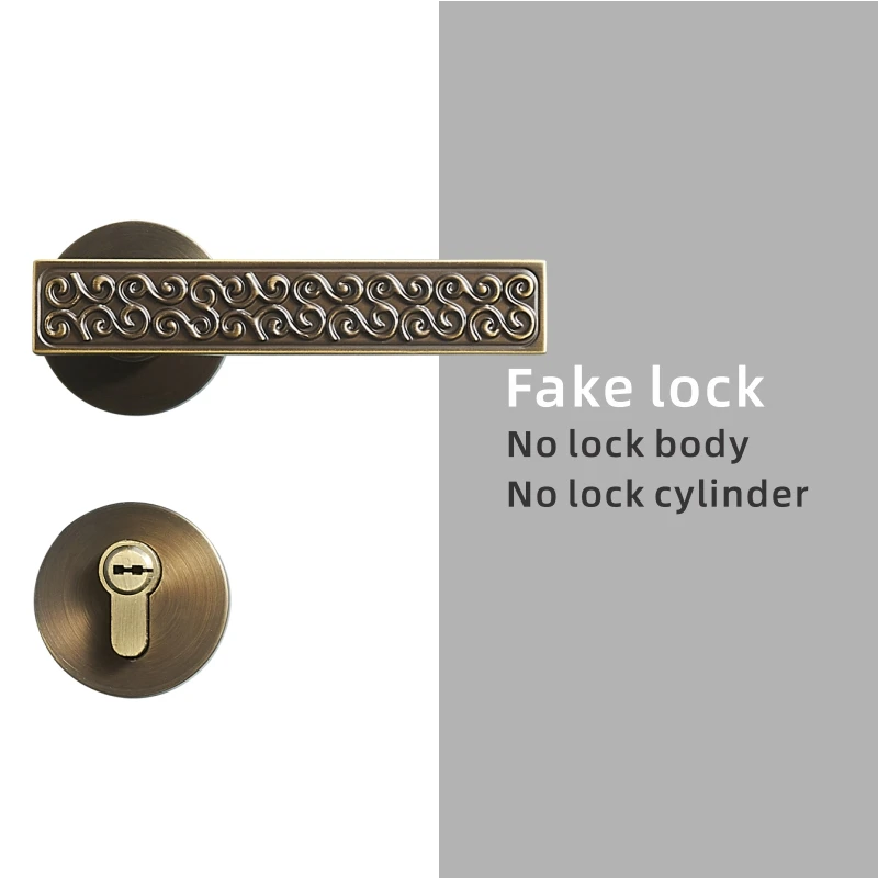 Fake lock-AB Dooroom, латунный дверной рычаг, набор, немой, европейский, американский, для интерьера, для комнаты, двойной, открытый, деревянная дверь, для спальни, ванной комнаты, манекен, раздельная ручка - Цвет: Fake lock-AB
