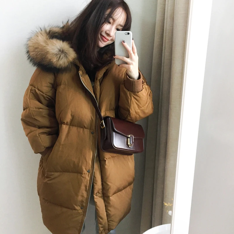 Новая зимняя повседневная куртка женская утепленная средняя длинная до низу хлопок пальто меховой воротник с капюшоном теплая верхняя одежда высокого качества cc1250