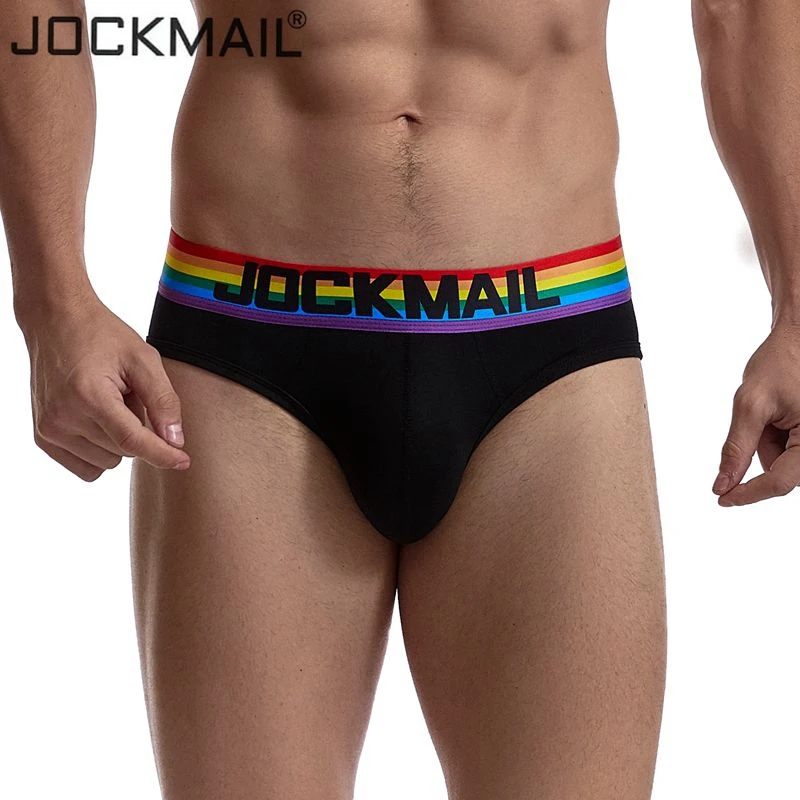 Мужские хлопковые трусы JOCKMAIL белые черные мягкие с низкой посадкой Радужное