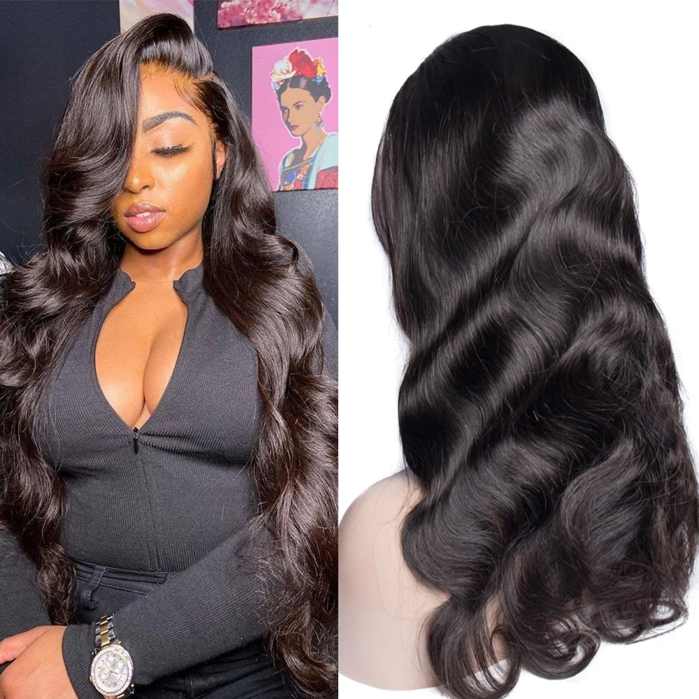 Transparent Body Wave Lace Frontal 13*4*1 Human Hair Wig Preplucked T part Long Length Hair Extensions 26 28inch 180% Density