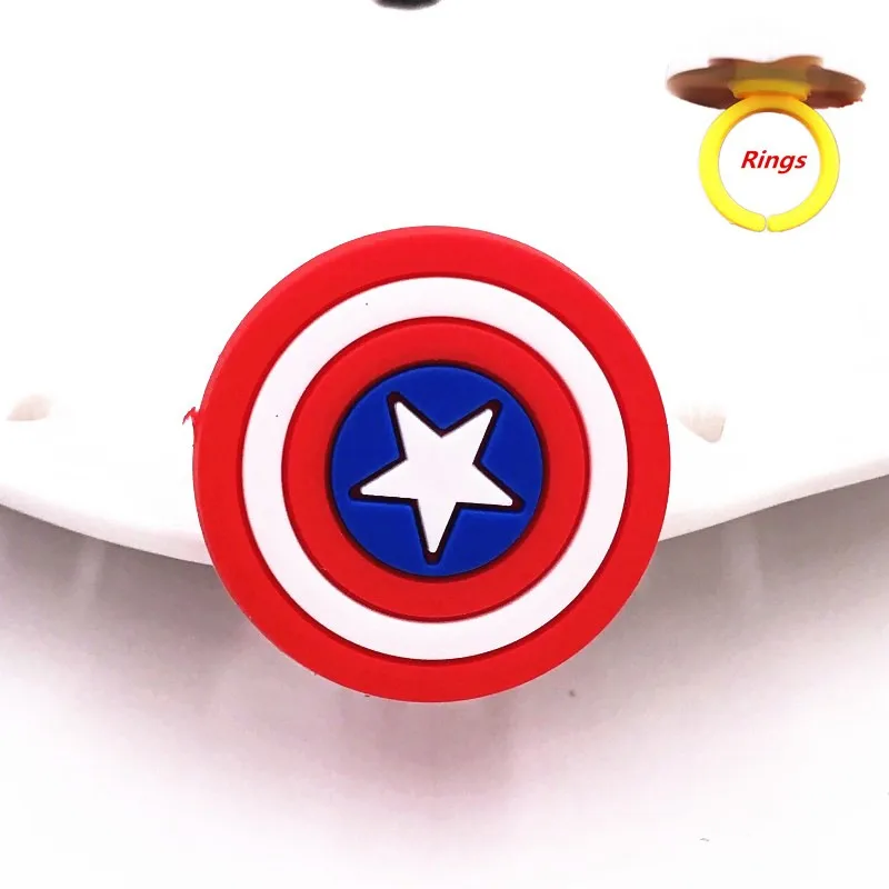 10 шт. герой Marvel значок смесь Мстители Железный человек Халк Тор флэш человек знак ПВХ модное кольцо для пальца подарки для детей