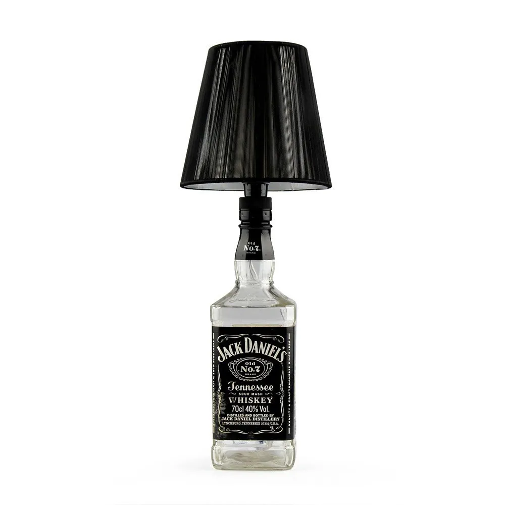 Светодиодный настольный светильник бутылка для ликера, настольная лампа с льняная Штора для украшения гостиной