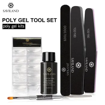 

SAVILAND Nails Extension Poly Gel Tools Set False Nails Led Lamp Acrylic Kit Nail Art Builder for Nail Design Manicure Tools