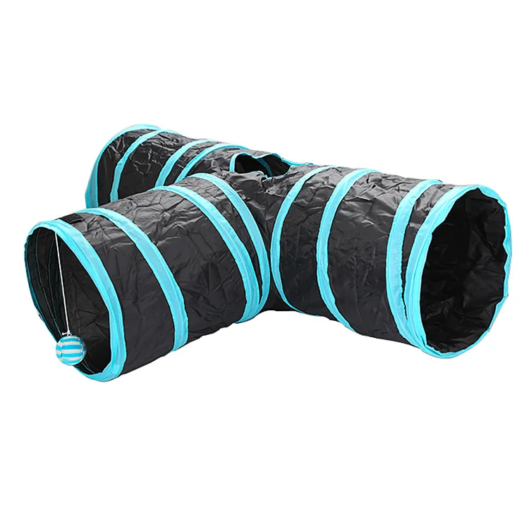 Color 1 3-Way Tunnels Extensible Collapsible Cat Play Tent Interactive Toy Maze Cat House Bed with Balls and Bells for Cat Puppy Kitten - Цвет: Color 1