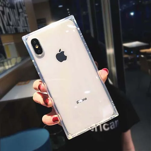 SUYACS квадратный блестящий чехол для телефона для iPhone 11 Pro XR XS Max 6 6S 7 8 Plus X прозрачный мягкий ТПУ 2 в 1 чехол для задней панели телефона - Цвет: White