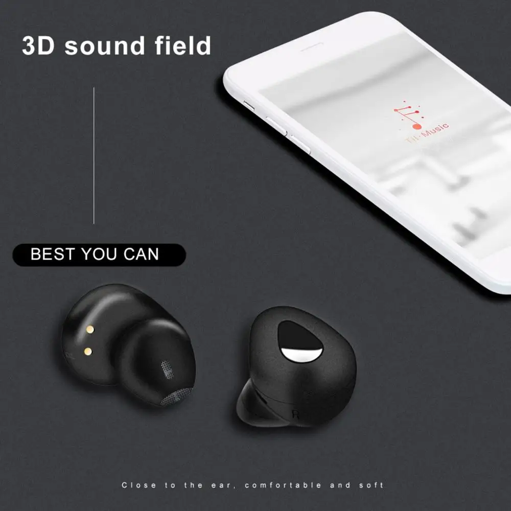 TWS Bluetooth Headphone Bluetooth Earphone Wireless Sports Stereo Microphone Headset For iphone Sumsung Huawei Xiaomi OPPO VIVO