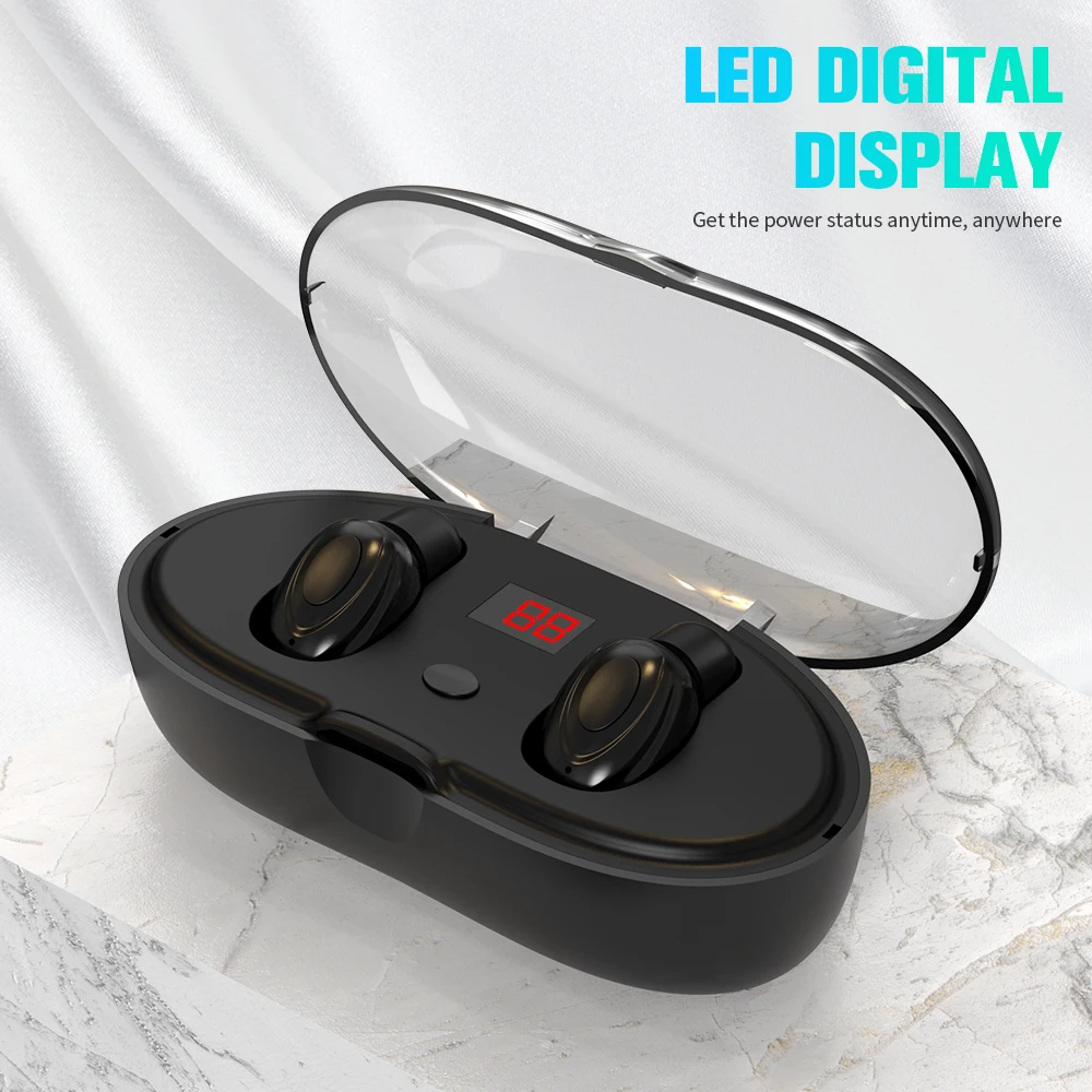 

iMice W23 TWS 5.0 Bluetooth Earphones LED Battery Display Smart Touch Earbuds IPX5 Waterproof Sports Headset with Charging Box