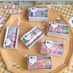 Autocollants Washi créatifs, 5 pièces/ensemble, bande adhésive en papier, dessin animé, matériau décoratif 