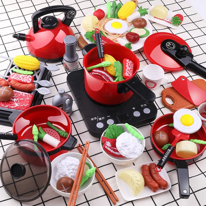

Infant Shining Kitchen Set for Kids Kitchen Toy Baby Cooking Cook Model Infant Play House Kitchen Hot Pot Series Play Food Toys