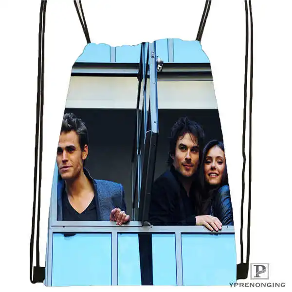 Drawstring Backpack Пользовательские Ian-Somerhalder-Lost-Reunion@ 02-походная сумка на шнурке милый рюкзак для детей(черная спинка) 31x40 см#180611-03-102 - Цвет: Drawstring Backpack