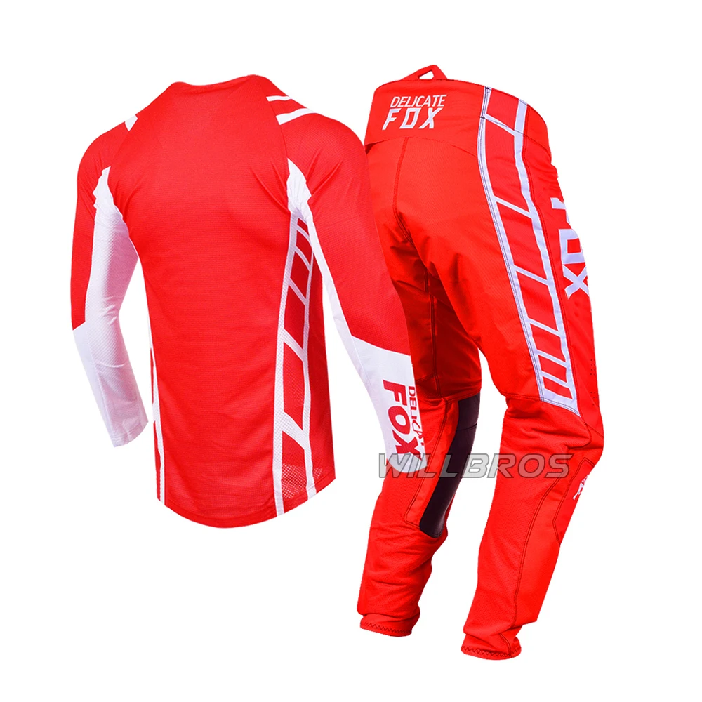 Motocross Gear Set Delicate Fox Gear Set Jersey Pants MX Combo Motocross Outfit BMX Race Dirtbike Moto Cross UTV Suit ATV Off-road Kits For Men