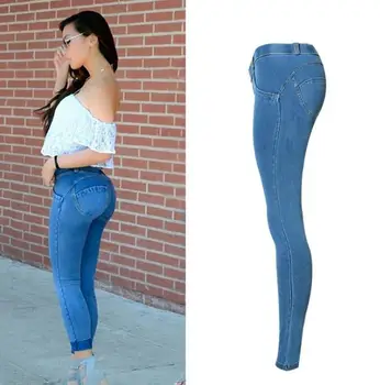

Women Skinny Casual Denim High Elastic Stretch Pencil Pants Jeans Push Up Femme Legging Jegging Slim Trousers Plus Size