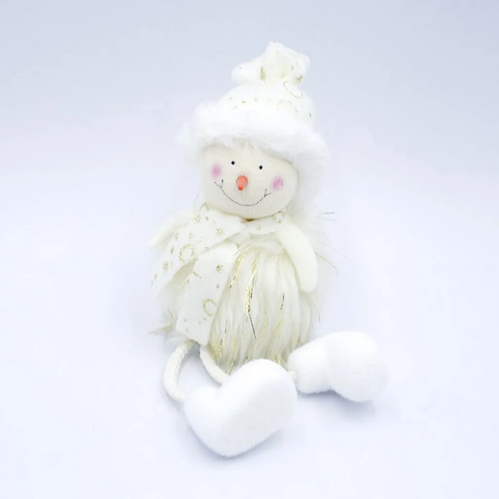 Рождественские украшения серебряные шелковые плюшевые Висячие осанки белый Санта Клаус Снеговик принцесса кукла снеговик оконный Декор#5