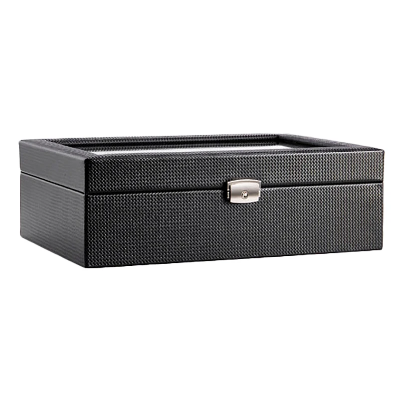 

Fashion 10 Grids PU Leather Watch Boxes Storage Organizer Box Luxury Jewelry Ring Display Watch Case Black Display Case