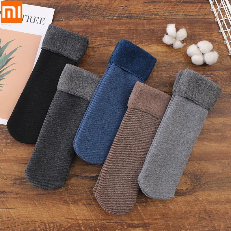  Носки Xiaomi Mijia мужские теплые, зимние хлопковые носки, плюшевые, Повседневные Дышащие, большие размеры 38 44, 5 пар 