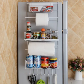 

Multifunctional Kitchen Refrigerator Large Storage Rack Cling Film Kitchen Paper Towel Storage Refrigerator Side Storage Rack