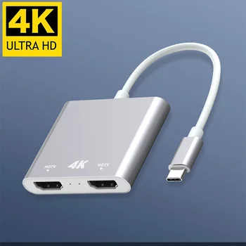 

USB Type C to Dual HDMI Display Output 4K 30HZ UHD Video Converter Cable Adapter for Huawei PC Mode for Macbook/ipad Pro