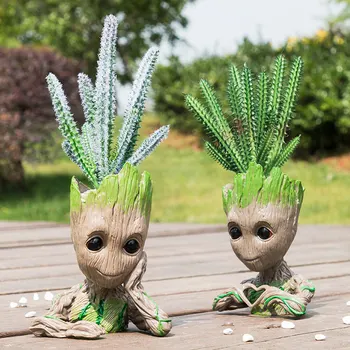 

Home Decoration Storage Ornaments Baby Groot Pen Holder Flower Pot Cute Tree Figure Miniature Model Children Gifts Crafts