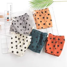 Детская одежда для мужчин и женщин; Детские шорты в Корейском стиле; Новинка года; Летние Стильные повседневные брюки в горошек из чистого хлопка; N330
