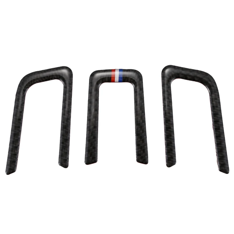 

3 Pcs Carbon Fiber Steering Wheel Emblem Cover Trim Fit for Ford Mustang 2015-2017