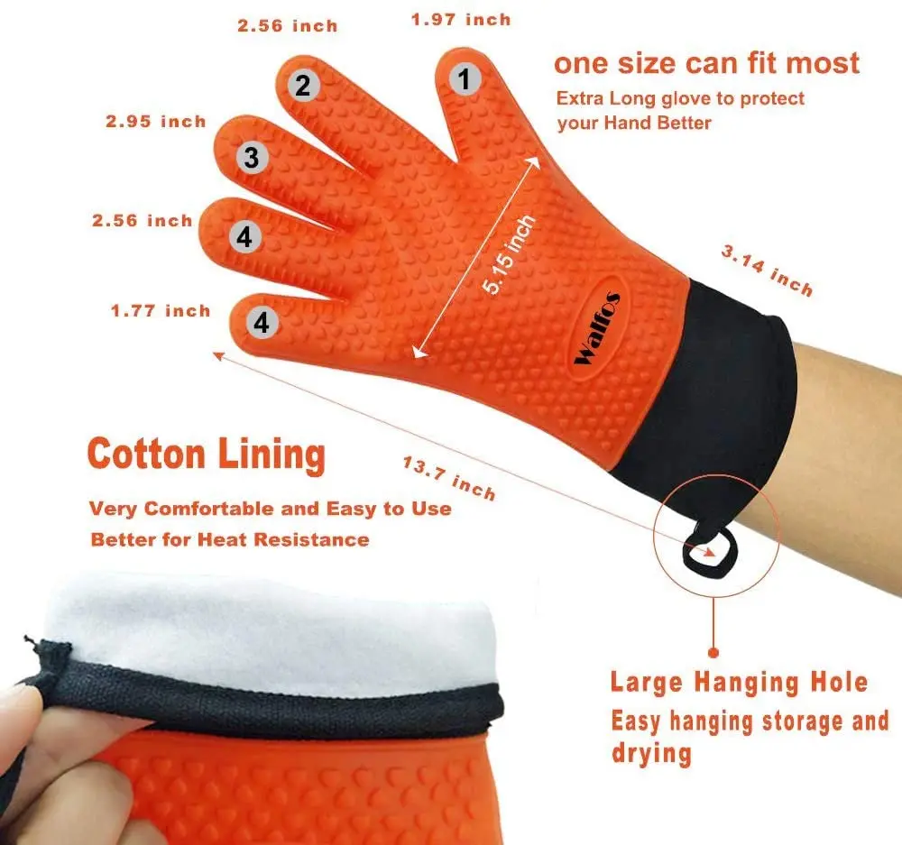 1 Piece Long Silicone Kitchen Gloves-BBQ Grill Gloves Heat Resistant Cooking Gloves For Grilling Oven Mitts