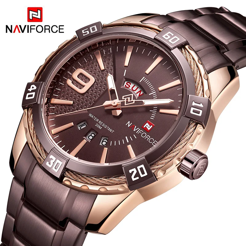 Naviforce мужские часы Топ бренд класса люкс 2019 из нержавеющей стали