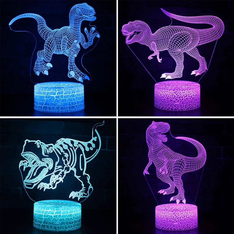 

Creative 3D Dinosaur Colorful Night Light 16 Changing Color Touch Control Night Light Desk LED Lamp for Kids Xmas Birthday Gift
