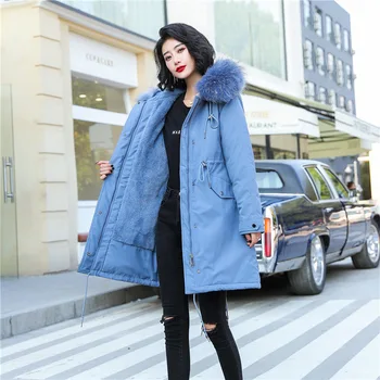 

2019 Cotton Liner Warm Coat And Waterproof Jacket Women Plus Size Slim Long Coat Female Winter Big Fur Hooded Parka Mujer Coats