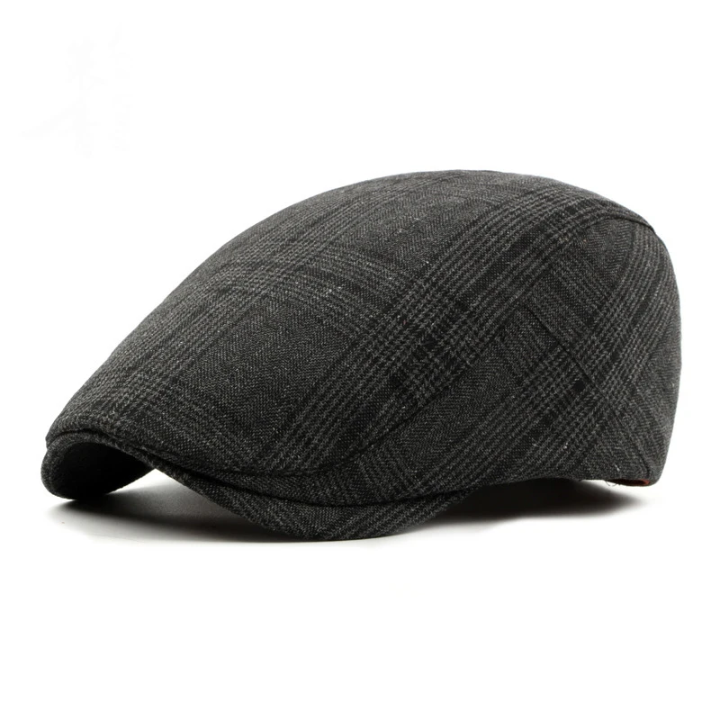 Black beret FS, модный Мужской Хлопковый берет, шапочка в джентльменском стиле, газетный берет, шапка, сохраняющая тепло, зимний мягкий однотонный плоский берет, шапки - Цвет: Black beret