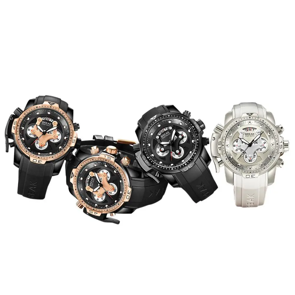 HobbyLane BREAK 5601 Модные мужские водонепроницаемые кварцевые спортивные наручные часы с большим циферблатом и календарем
