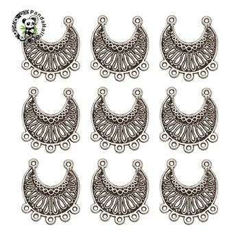 

pandahall 10 pcs Tibetan Style Alloy Connector Rhinestone Settings for Jewelry Finding Antique Silver Color 31x28x4mm Hole:1.5mm
