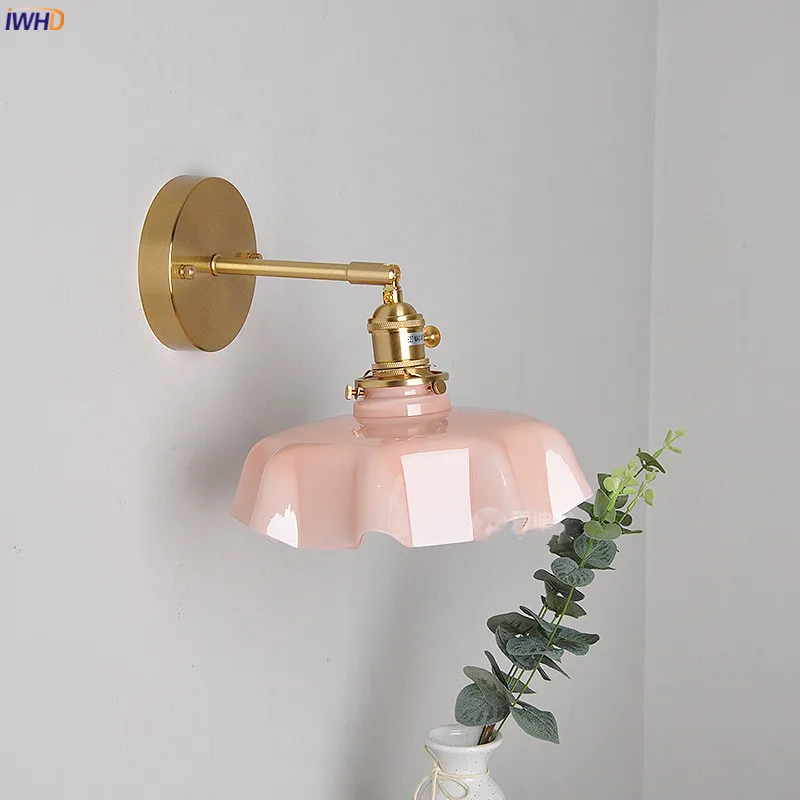 IWHD New Nordic Modern LED Wall Lamp Beside Bedroom Living Room Stair Light Switch 4 Colors Glass Wandlamp Luminaria