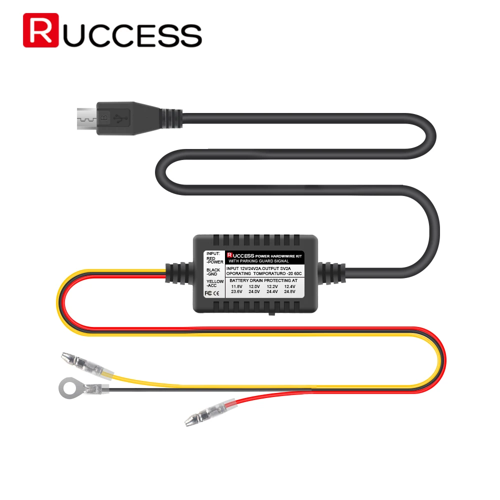 Ruccess K03 Micro USB Power Hardwire Kit 4 защищающий ремешок 12 в 24 В до 5 с защитой от парковки для