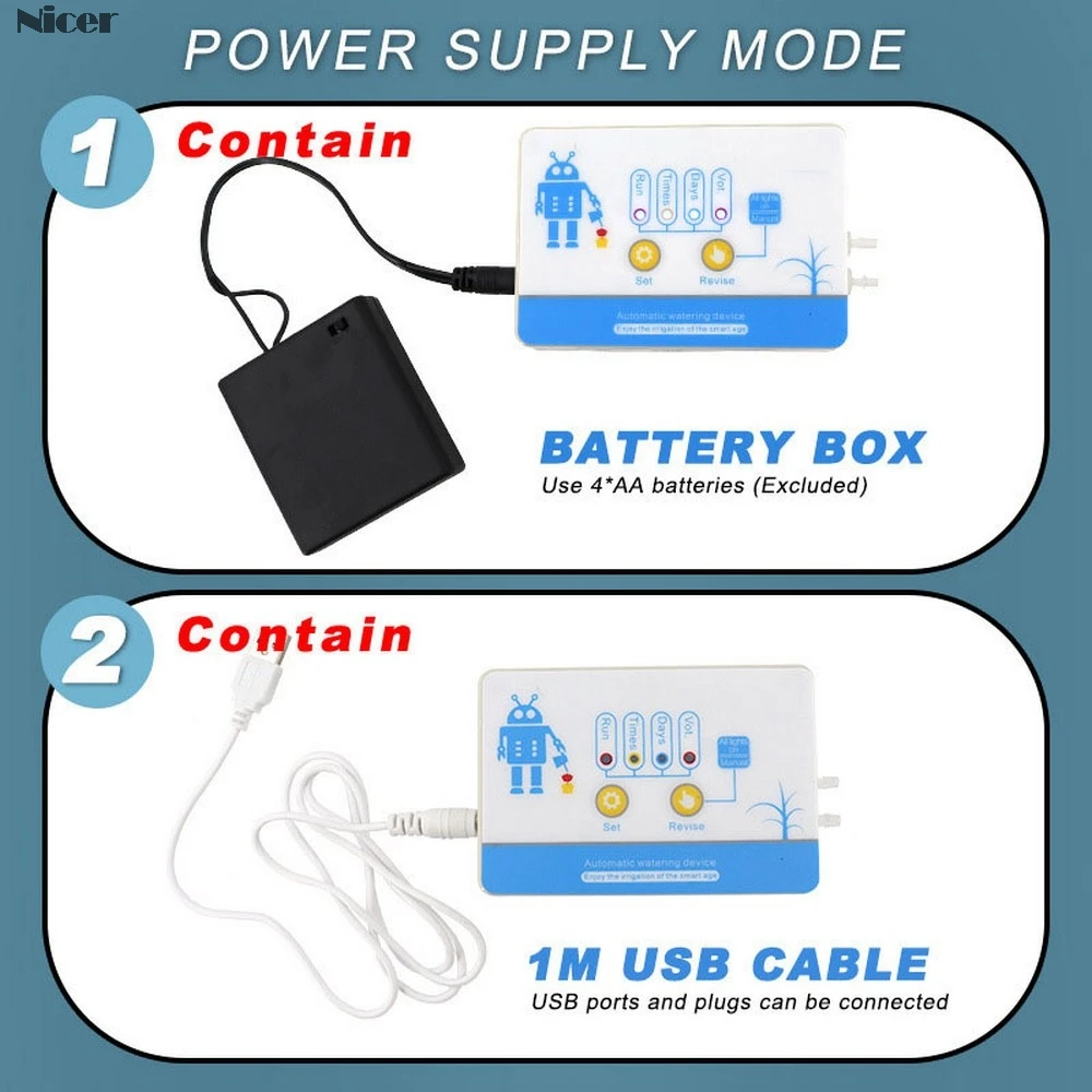 Automatic Watering Device Drip Irrigation Timing System Garden Water-Saving Smart USB / Solar Irrigation System Battery Powered