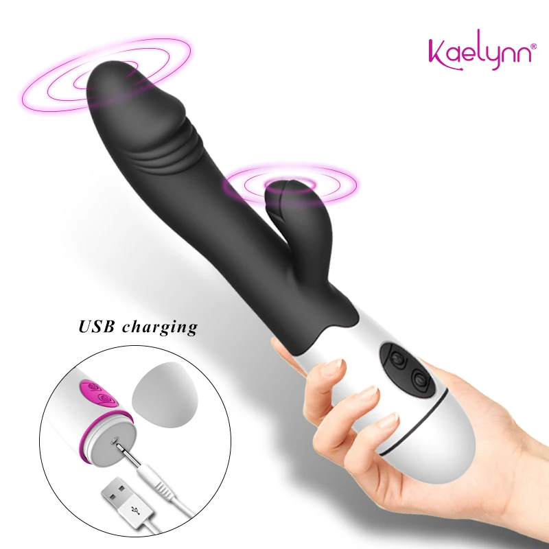 Vibrador de conejo de 30 velocidades para mujer, consolador para mujer, masturbador femenino con carga USB, doble Motor, masaje de clítoris y punto G, Juguetes sexuales