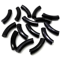 Gold Color Silver Bent Pipe Beads for Jewelry Making, 8x33mm, Pack of 10 (Black)