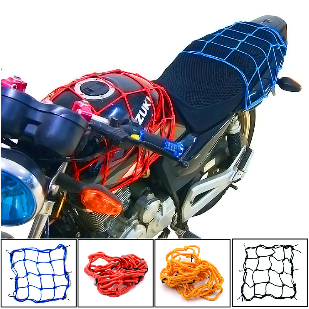 

Bungee Black Cargo Net Motorcycle Cord Helmet Storage Bag Mesh Adjustable with 2X2 inch mesh Unique hooks nylon adjustable 8X