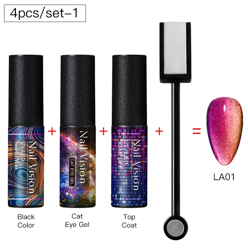 Nail Vision 5 мл 9D Galaxy Cat Eyes светодиодный Гель-лак для ногтей Хамелеон для использования с магнитом замочить УФ-лак для ногтей черный базовый слой - Цвет: ZH08042