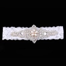 Женская Белая Кружевная подвязка со стразами Свадебные вечерние подвязки