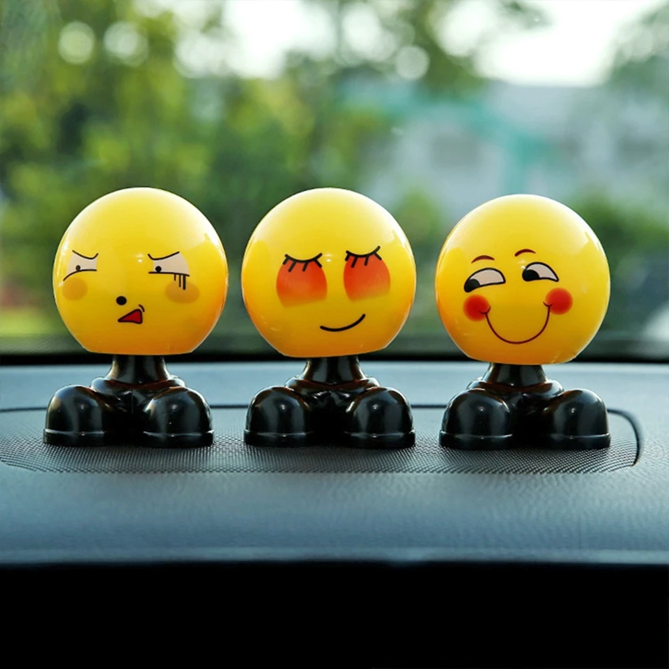 

Car interior decoration emoticons creative Yellow toy spring shake head doll bounce smiling face display DM-3