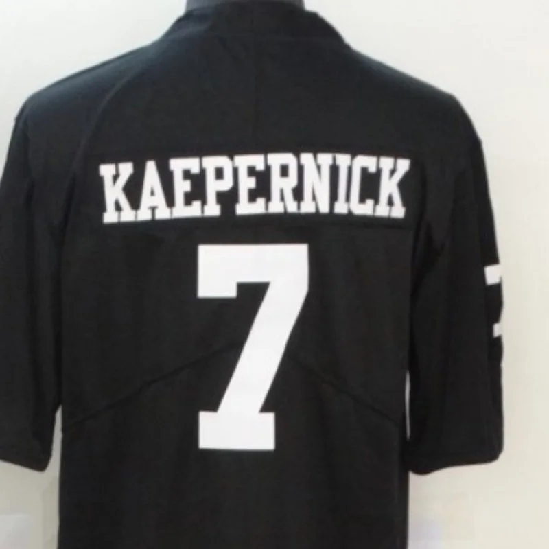 Американский стежок Kaepernick 7 черно-белая вышивка Raiders футбольная майка для мужчин S