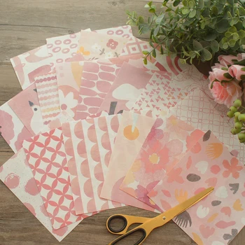 

19 Sheets/lot DIY Soft Pink Flower Sunrise Pattern Wrapping Paper Creative Papercraft Art Handmade Scrapbooking Use Decoration