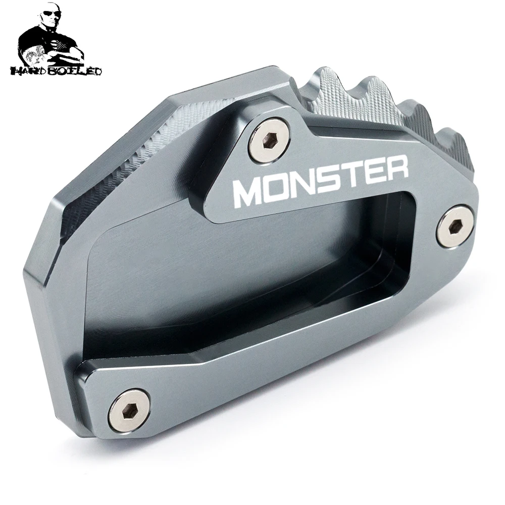 Motorcycle CNC Kickstand Foot Side Stand Extension Support Plate Pad with logo For Ducati MONSTER 1200 1200S 821 2014-2019 2018 (18)