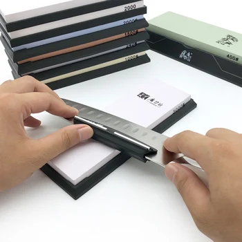 

GRINDER Whetstone 240-8000#grit Angle guide Kitchen sharpening stone white alundum 2pcs/set Fast sharpening knife TAIDEA