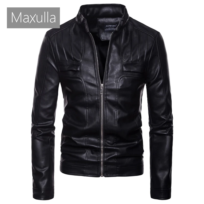 

Maxulla Men's Leather Jackets Casual Mens Motorcycle Leather Coats Man Slim Outerwear Windbreaker Leather Biker Jackets Clothing